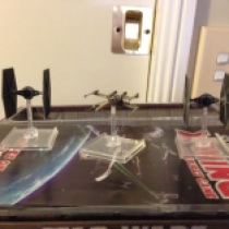 1 x-wing and 2 tie-fighters
