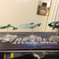 Klingon, Federation and Romulan starships from the core set